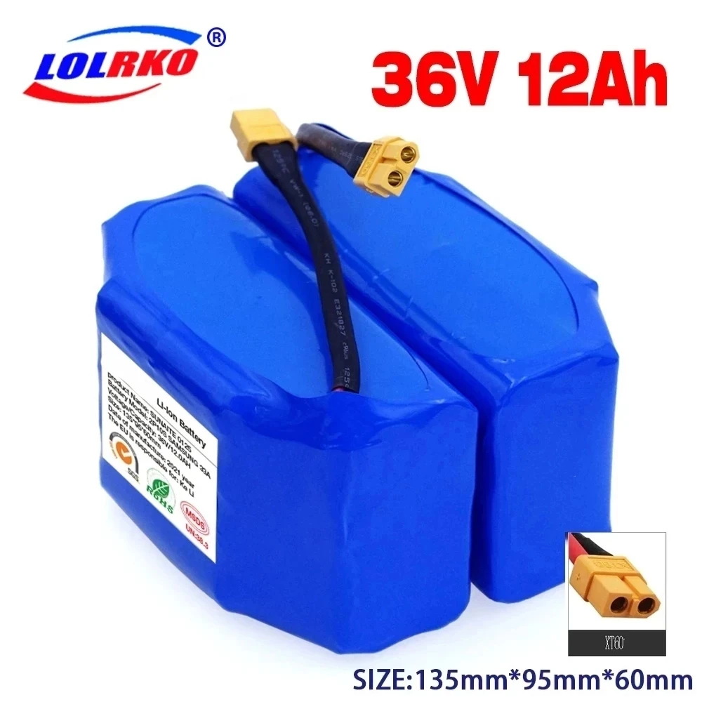 thumbnail image 2 of 10s2p Replacement Battery For Hoverboard / Unicycle – 36V 12000mAh, Lithium, CE/FCC/RoHS Certified 2 of 10