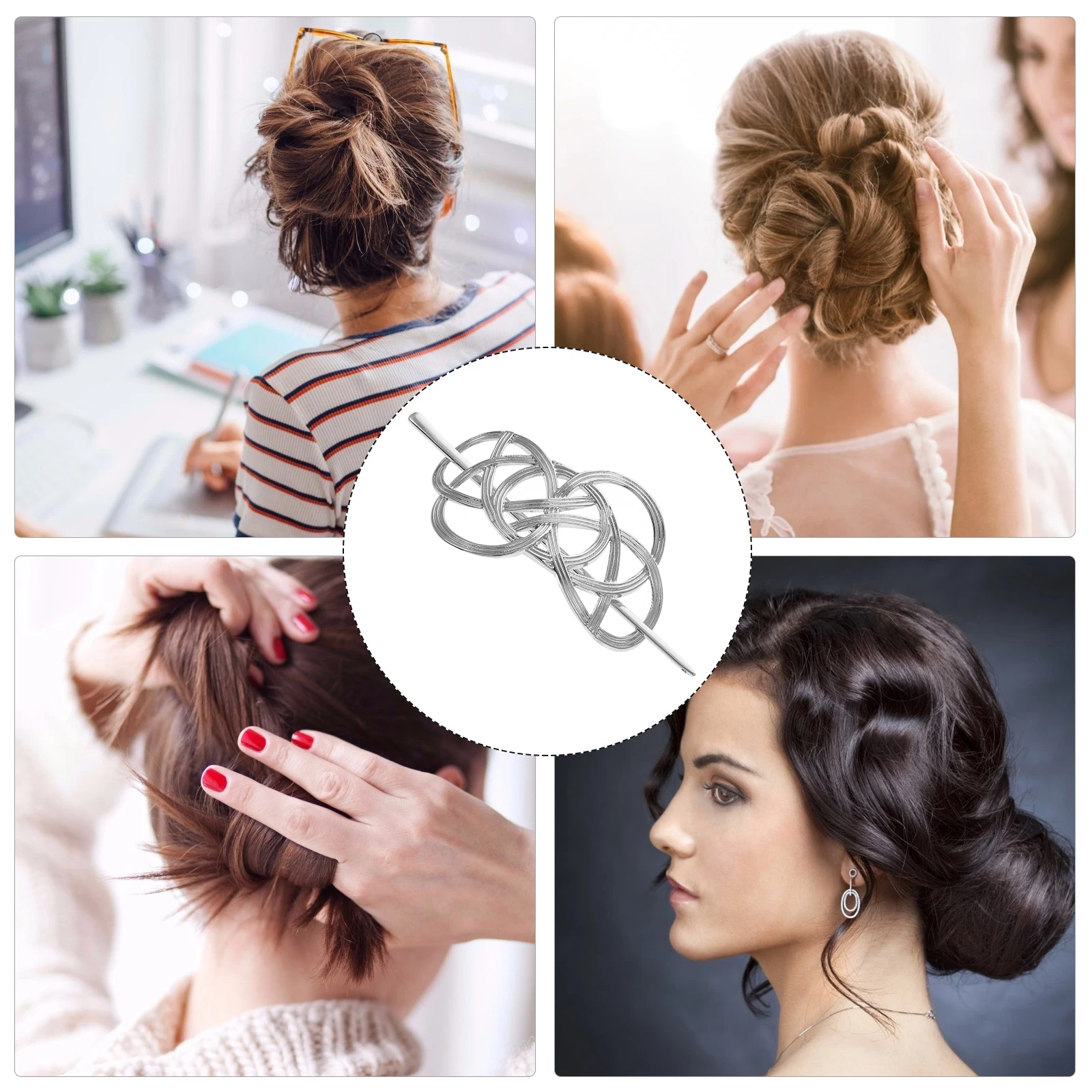 Metal Hairpin Accessories Retro Durable Alloy Bride All-Match Stick Hair Stick Long Short Thick Thin Hair Styling To