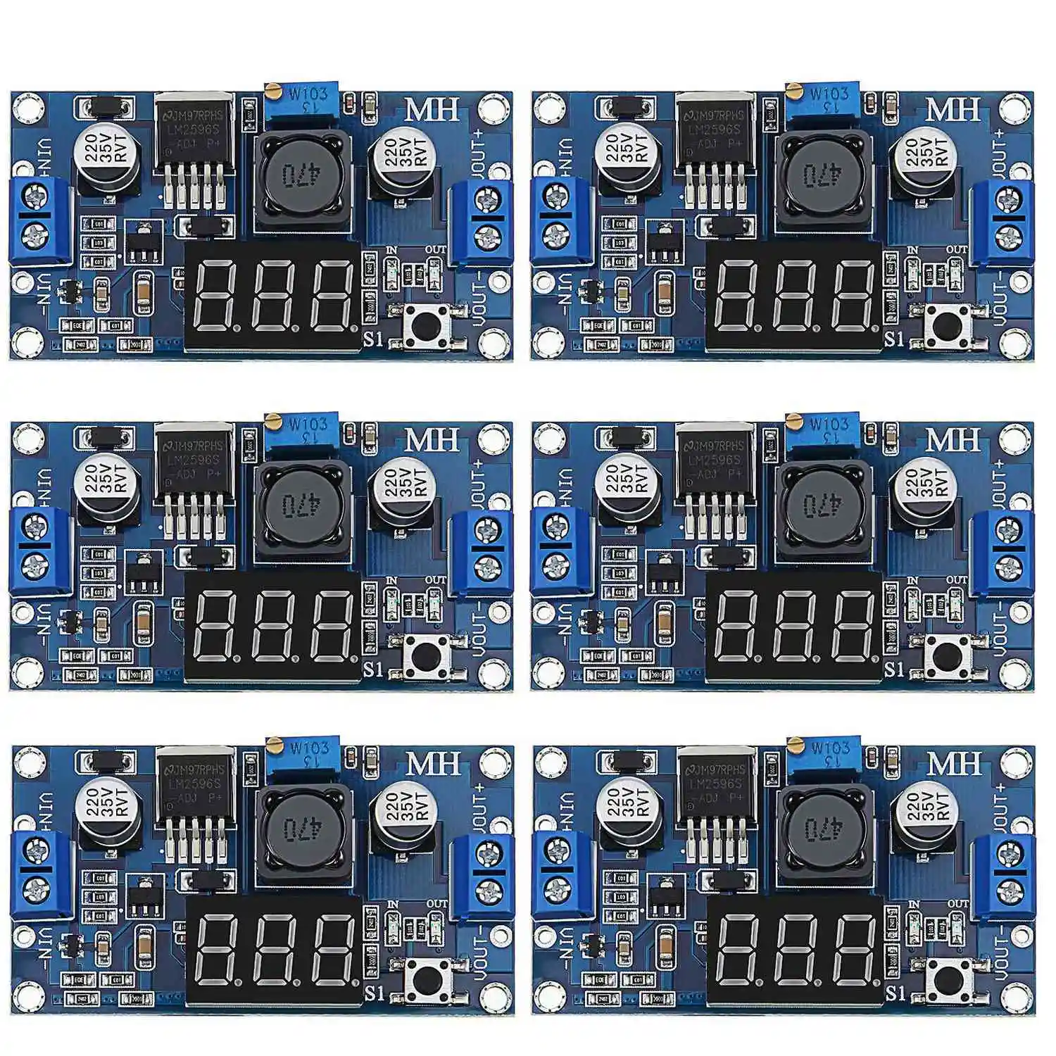 

6 Регулируемых проекторов LM2596S, нижний регулятор напряжения, модуль питания, 36 В, 24 В, от 12 В до 5 В, 2 А