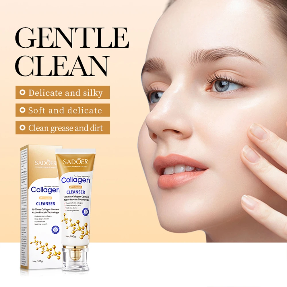 Facial Cleanser for Collagen Foam Deep Cleaning Moisturizing Whitening Fading Fine Lines Anti-Wrinkle Skin Care