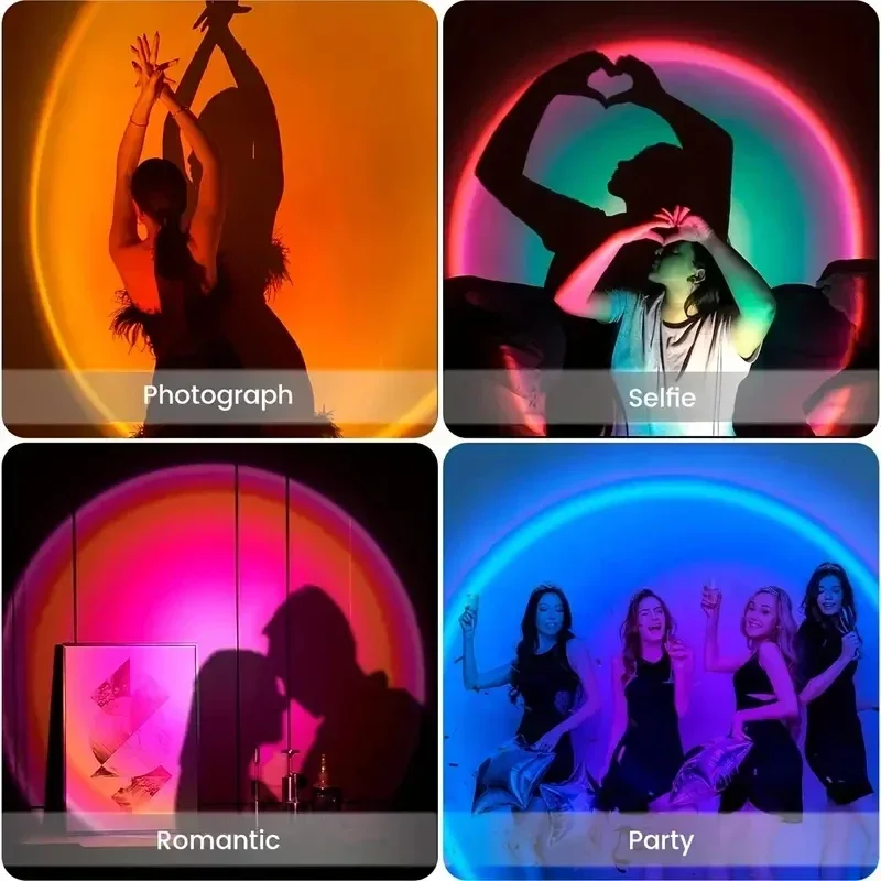 1pc-The new sunset light comes with earbuds and remote control in 16 colors version