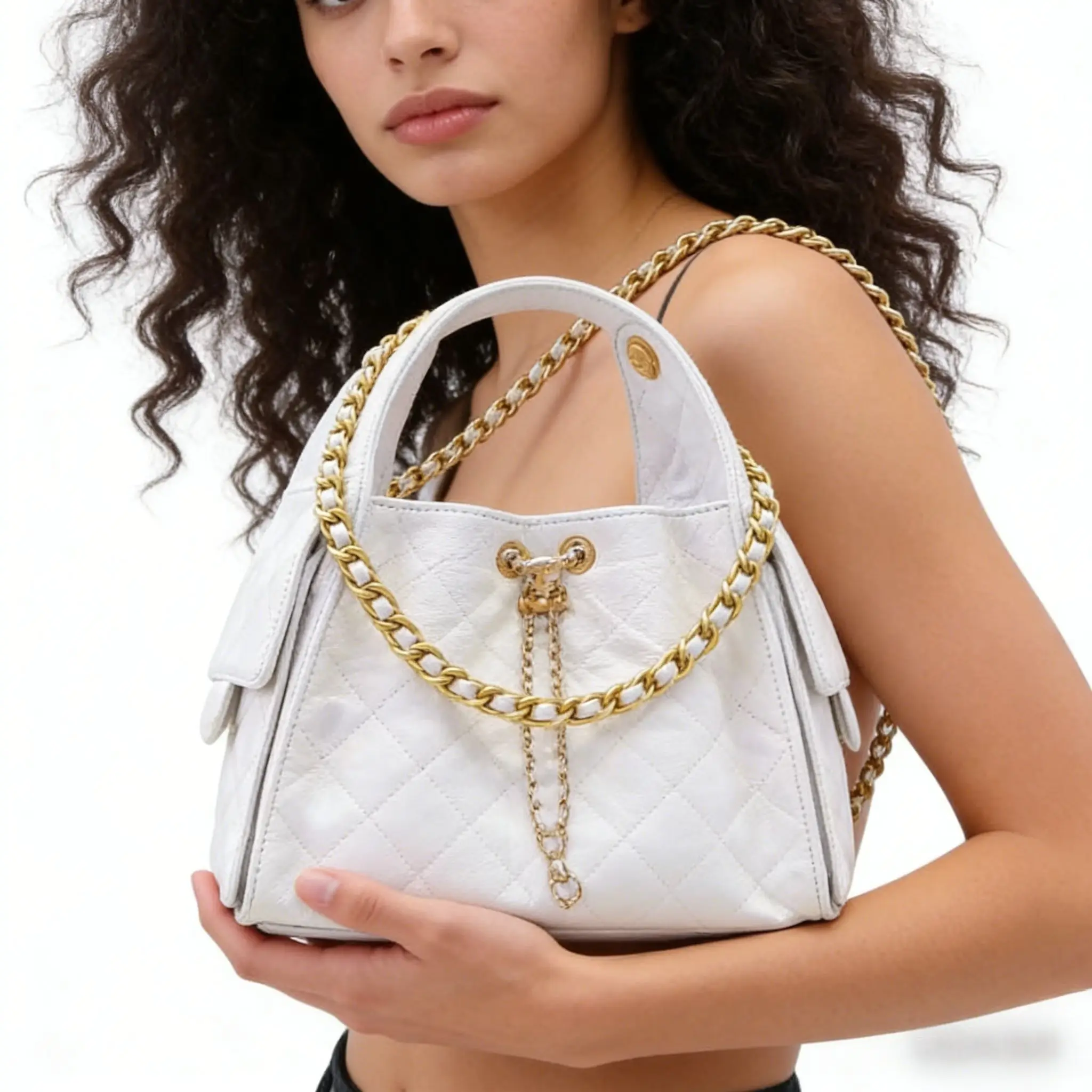 Trendy Chain Strap Black Underarm Bag styling