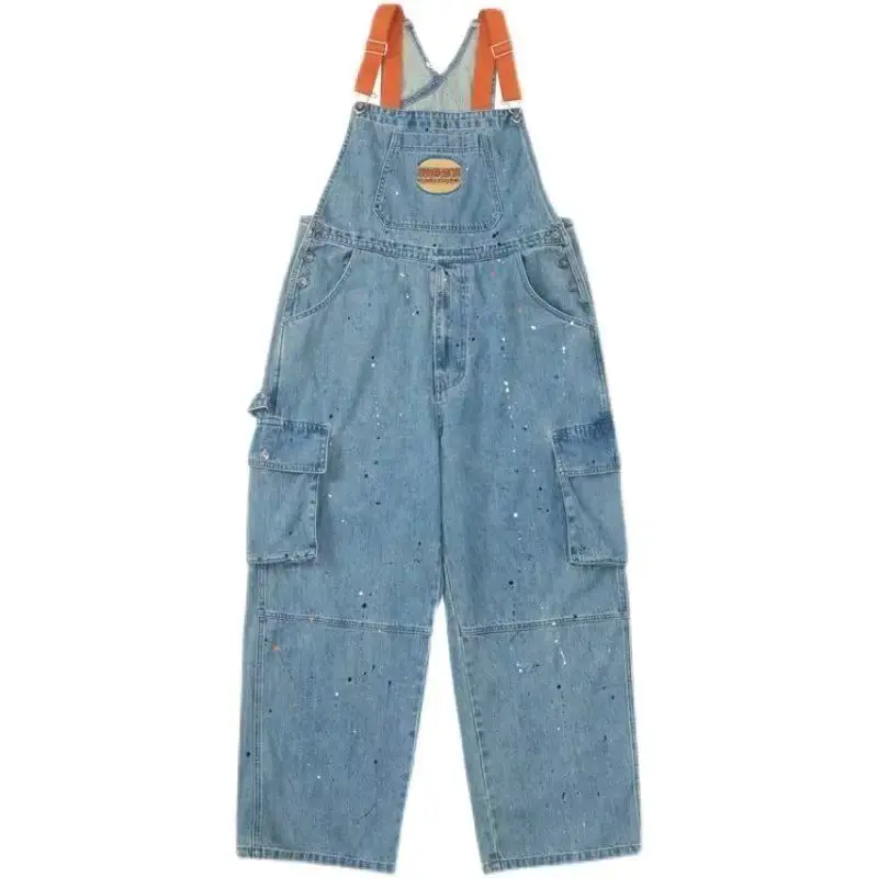 Style Embroidered Denim Strap Jumpsuits Spicy Ink Cool Girl Women'S Autumn/Winter Large Loose And Slim Retro One Piece Pants