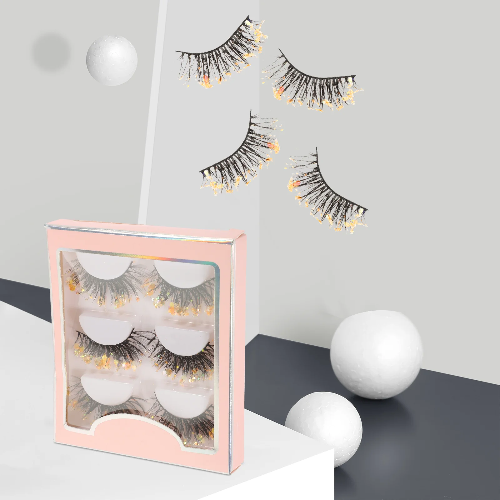 

3 Pairs Natural False Lashes for Women Eyelashes Fluffy Individual Fake Extensions Short