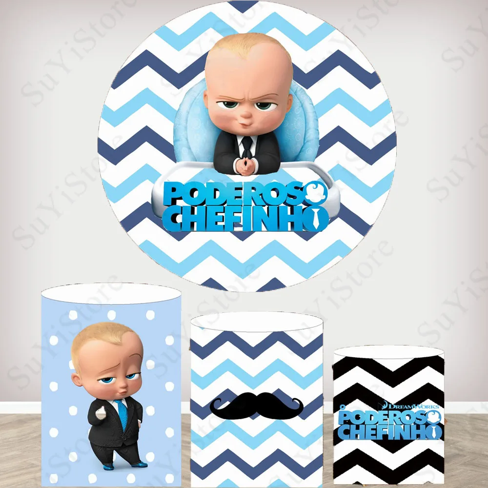 Baby Boss Round Background Cover Per Bambini Happy Birthday Baby Shower Circle Photo Background Plinth Covers Photocall Props
