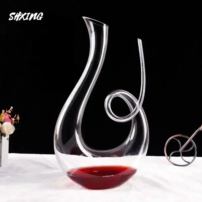1500ML Crystal Wine Spiral 6-shaped Set Grade Wine Decanter Gift Box Harp Swan Decanter Creative Separator Bar Sets whiskey decanter set