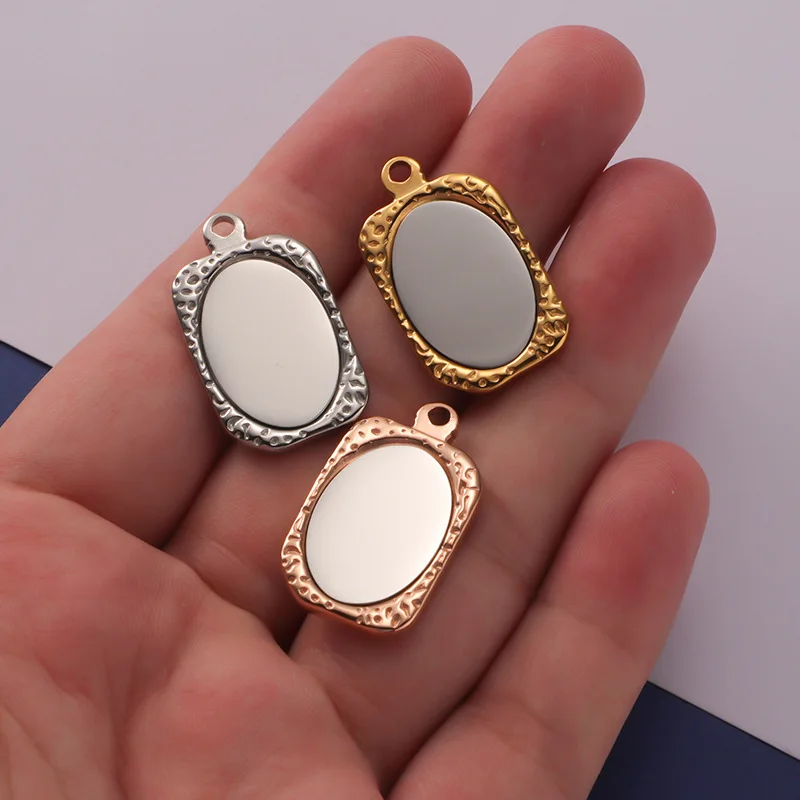 10Pcs/Lot Square Mirror Polish Stainless Steel Charm Pendant Accessories DIY  Necklace Keychain For Gift Jewelry Making