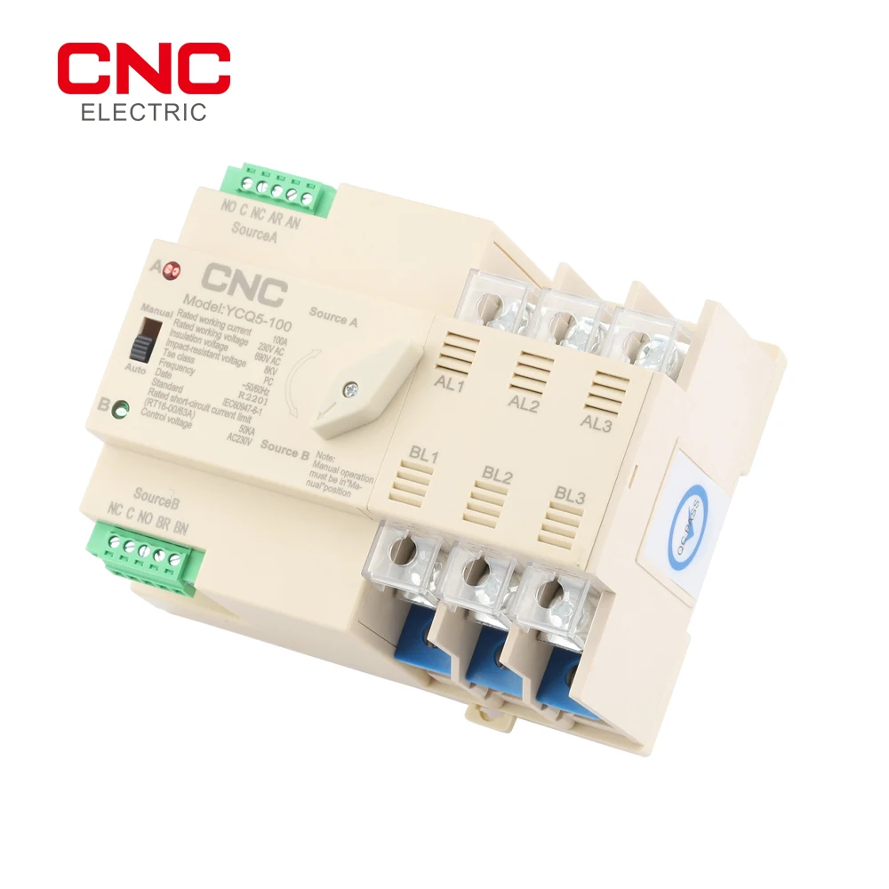Cnc Ycq5100 3p Din Rail 63a/100a 220v Uninterrupted Power Switch Mini