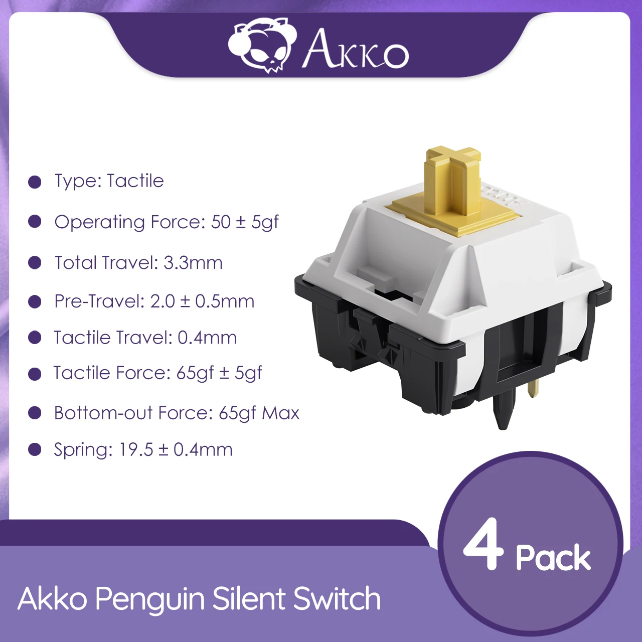 アクセサリー akko Akko Penguin Switch 5 Pin 50gf tactile Silent Switch