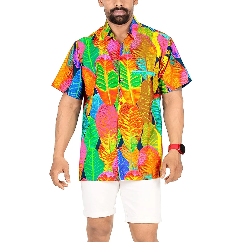 thumbnail image 1 of Camisa elegante de playa para hombre con estampado 3D, manga corta, botones de verano, vacaciones, estilo tropical, Aloha, 1 of 5