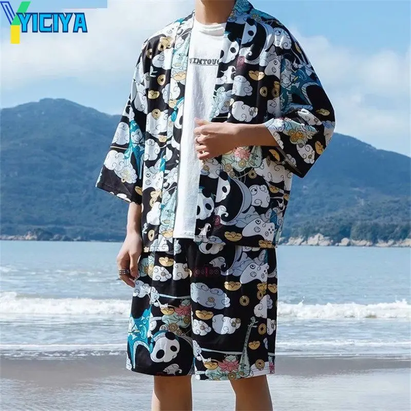 

YICIYA Beach Clothes Men And Women Hawaiian Shirt Set Fashion Clothing Streetwear Causal Seaside Outfits Men Breathab Shorts Set
