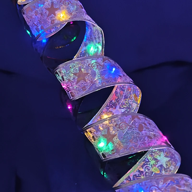 Christmas Tree Ribbon Light Christmas DIY Decoration Home New Year Xmas Ornaments LED Fairy String Lights christmas decorations