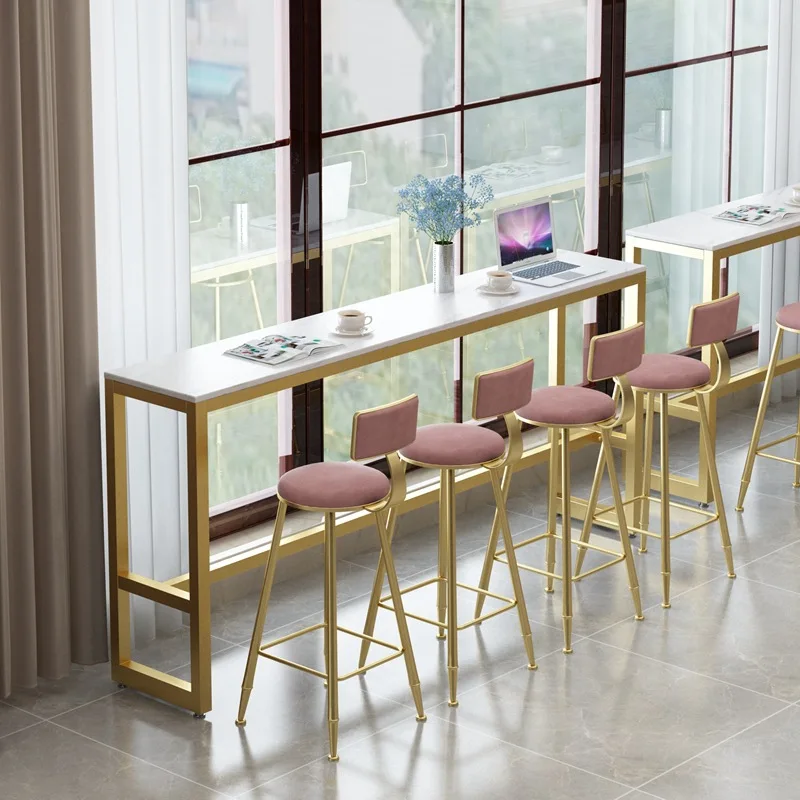 

Backrest Room Bar Chair Footrest High Cafe Nordic Simple Modern Velvety Metal Frame Legs Recliner Chair Floor Sedie Furniture