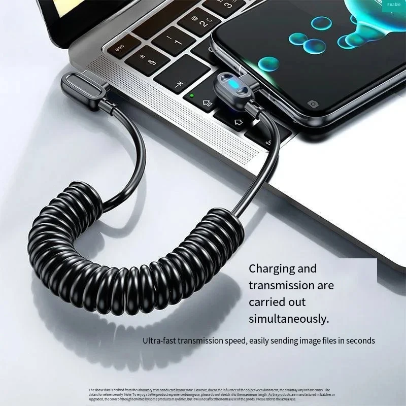 High-Speed 120W USB C Flash Charge Cable with Double Bend Spring