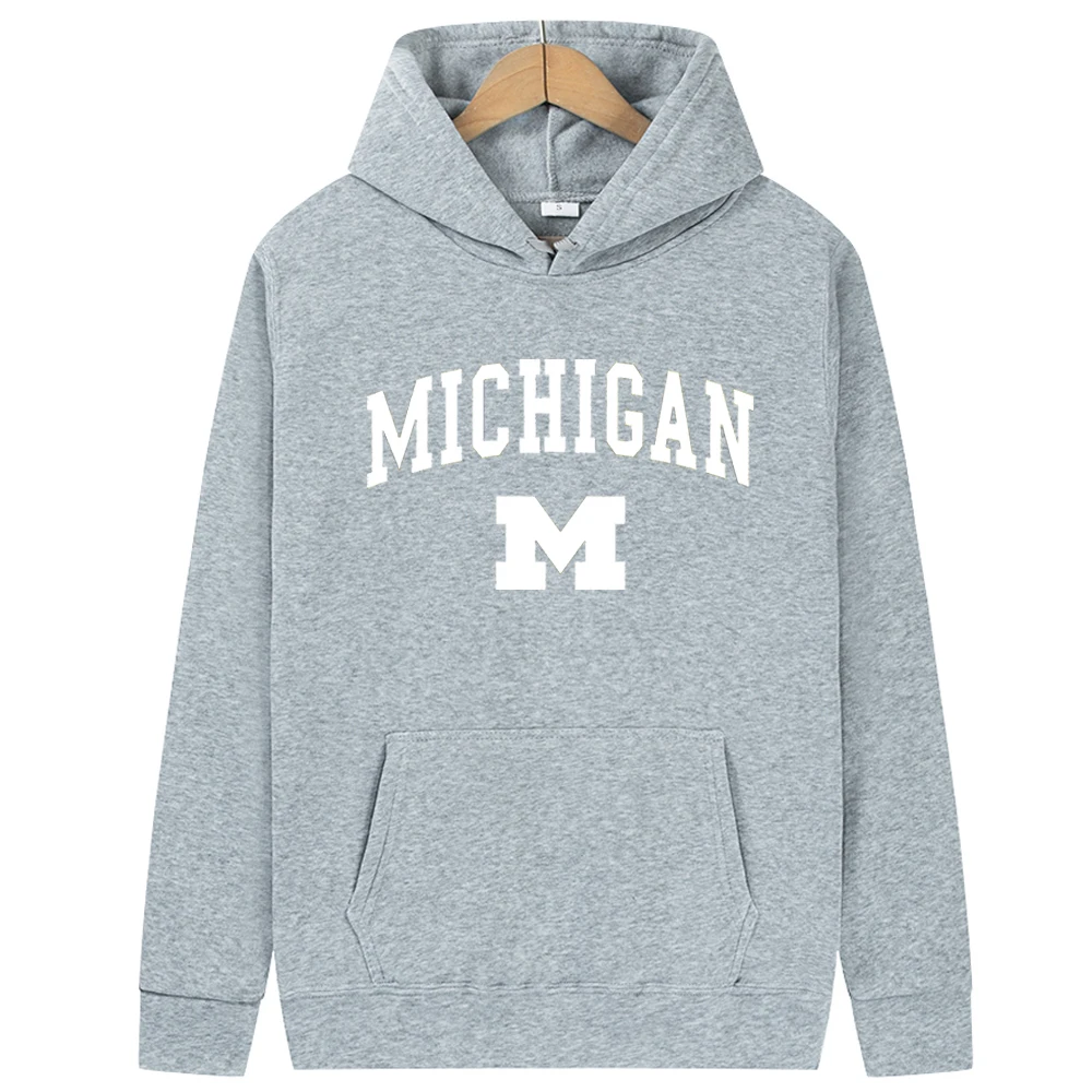 thumbnail image 1 of Sudadera con capucha para hombre y mujer, suéter Unisex con estampado de letras de Míchigan, moda informal para estudiantes y parejas, Otoño e Invierno, 1 of 5