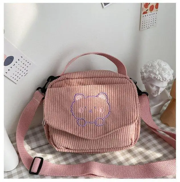 

Handbag Women Canvas Zipper Bag Preppy Style Student Tote Shoulder Messenger Bag