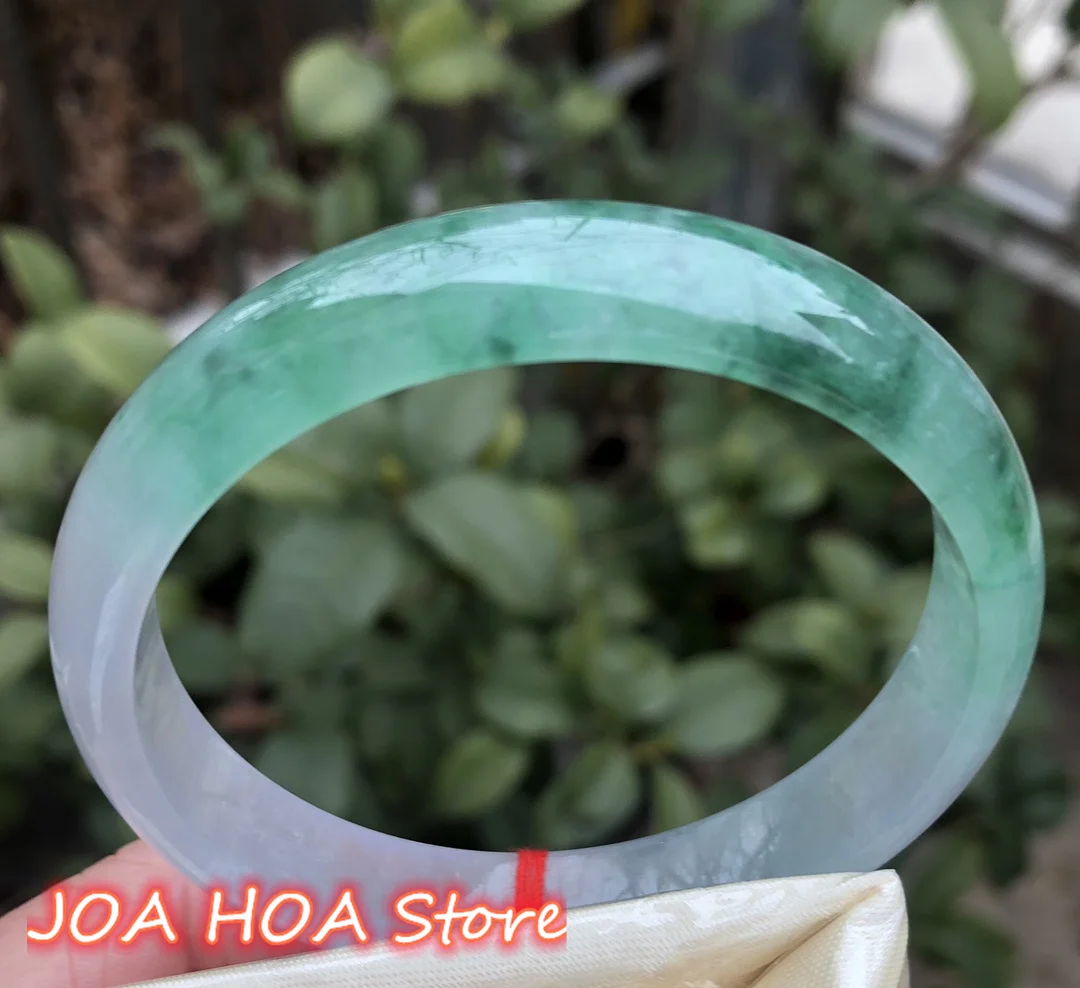 Exquisitely Hand-carved Quality Rare Ice Floating Flower Jadeite Bangle Natural A Grade Jade Bracelet Handring Emerald Jewelry