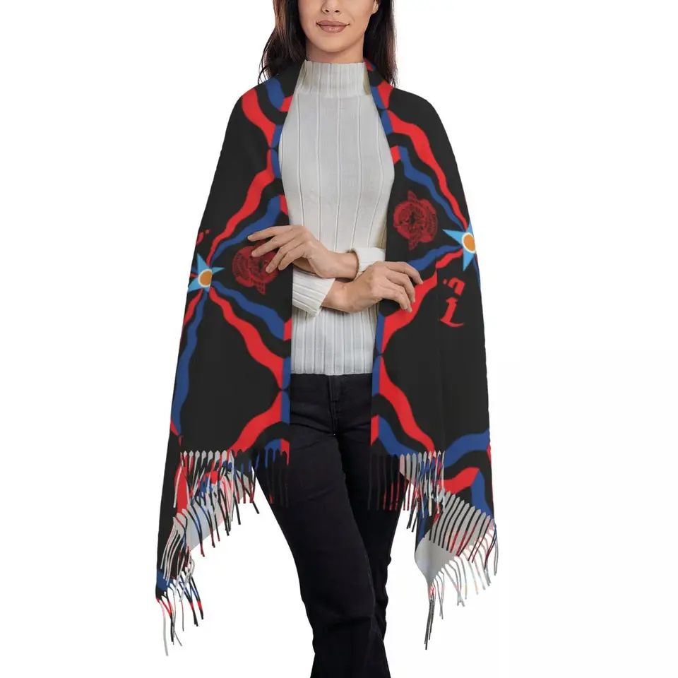 Fashion Assyrian Scarf Womens Red Scarves Wraps with Long Tassel