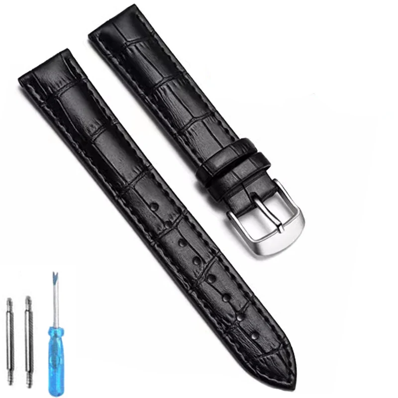 Premium Leather Watch Strap with Black Gold Buckle - High-Quality Watchband Accessories