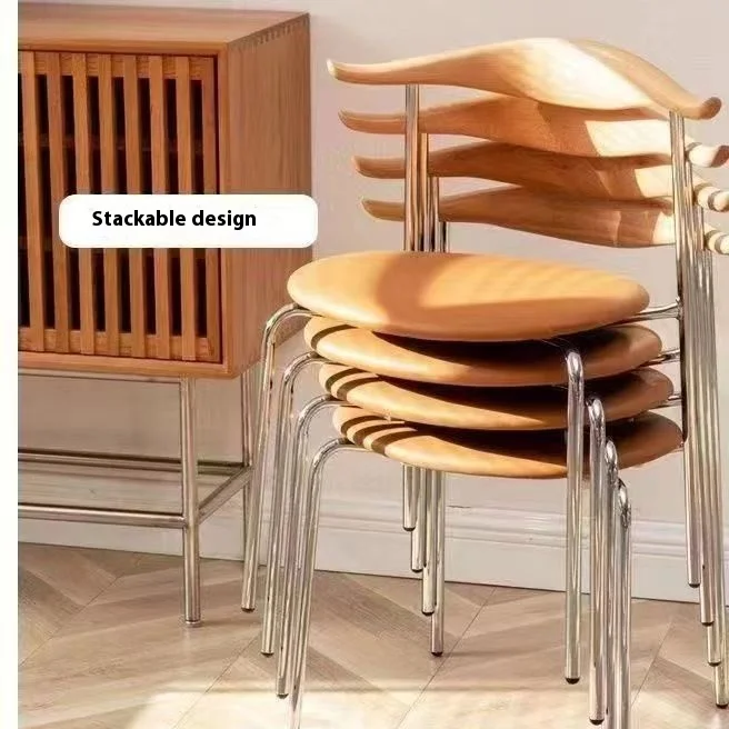 Nordic Luxury Cafe Chair Modern Simple Home Dining Chair Soft Bag Solid Wood Leather Loft Minimalist Home Furniture