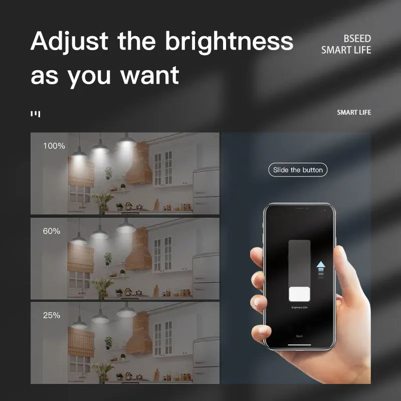 Wifi Dimmer Switches APP Control Led Smart Dimmer Series White Glass Panel Support Tuya Google Smart Life Dimmable LED