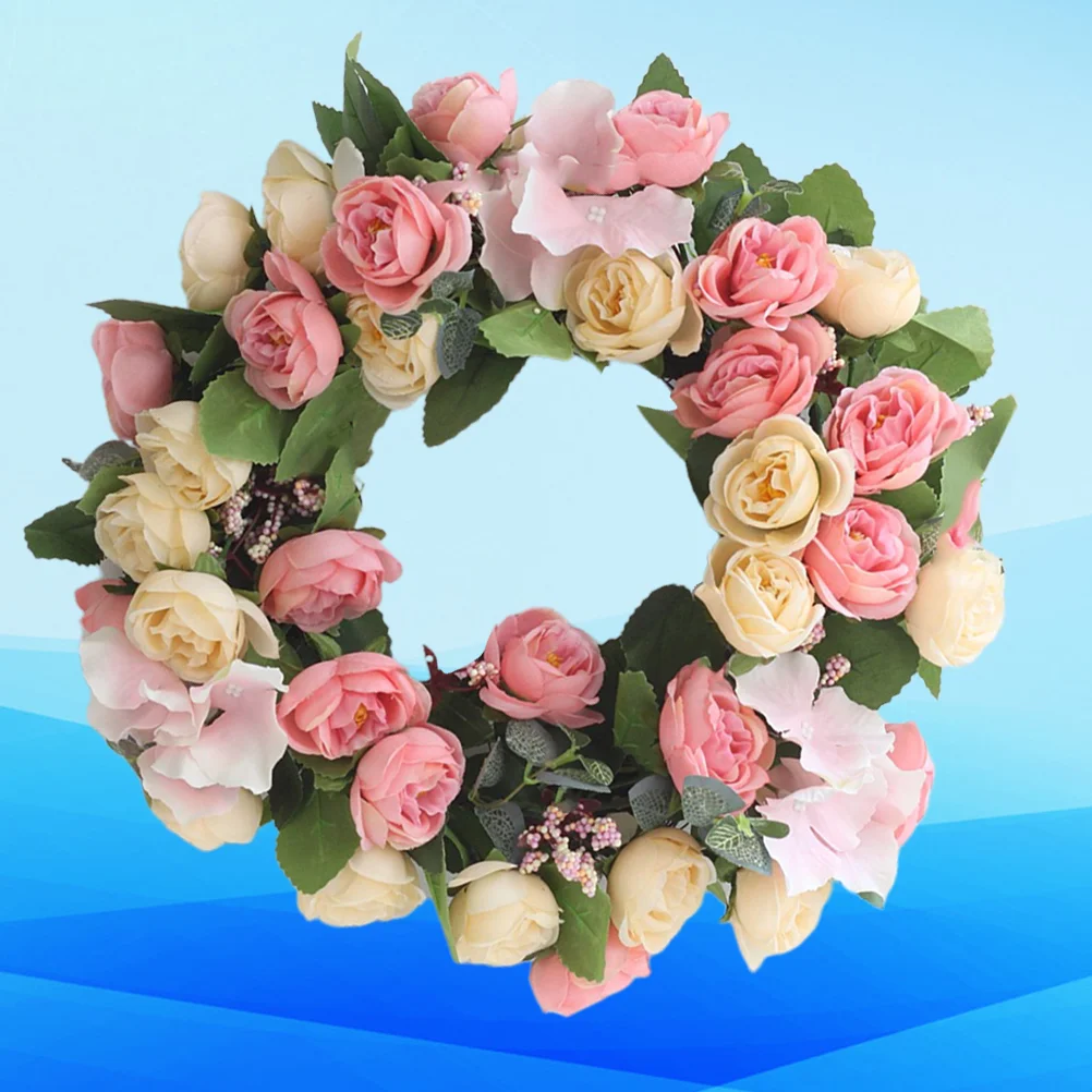 

1PC Simulation Rose Garland Silk Cloth Hanging Wreath Realistic Rose Garland Decoration Creative Wedding Layout Decor for Wall