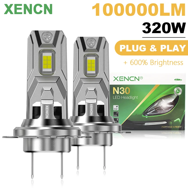 

XENCN LED H7 Car Headlight Bulbs 100000LM 320W H4 1:1 Size Design H8 H9 H11 HB3 9005 HB5 9006 Mini LED Lamps Wireless Auto Light