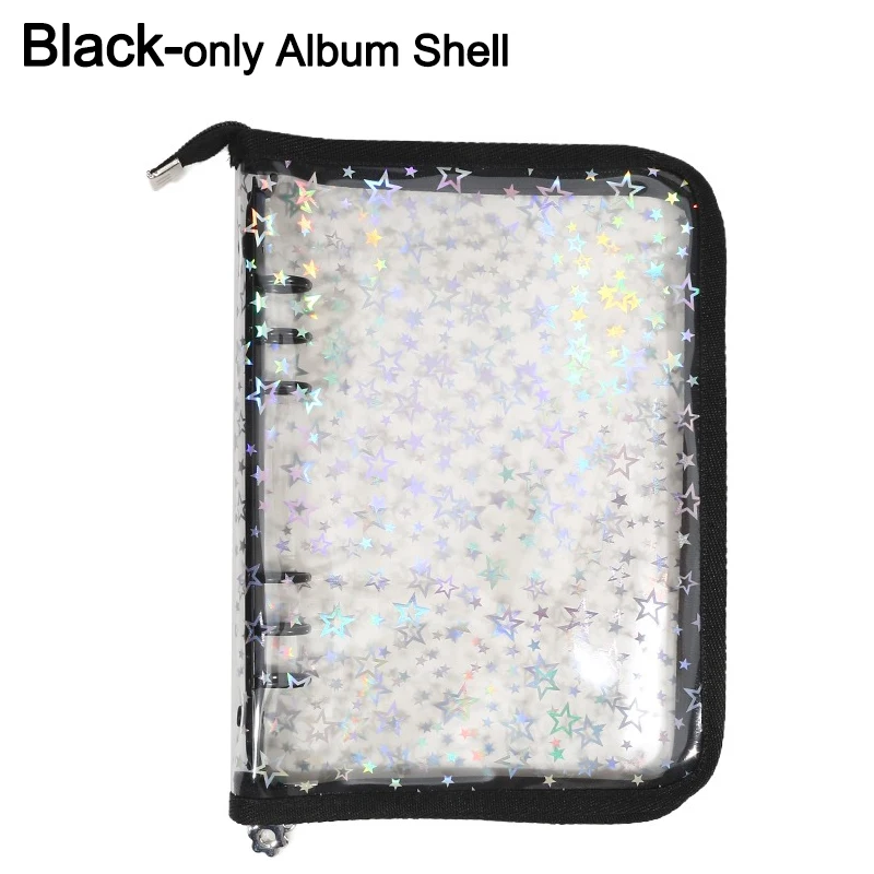 A5 Laser Stern Reißverschluss Binder Sammeln Buch Nachfüllen Organizer DIY Journal Milch Transparent Kpop Idol Fotoalbum Kawaii Briefpapier – Detail 12