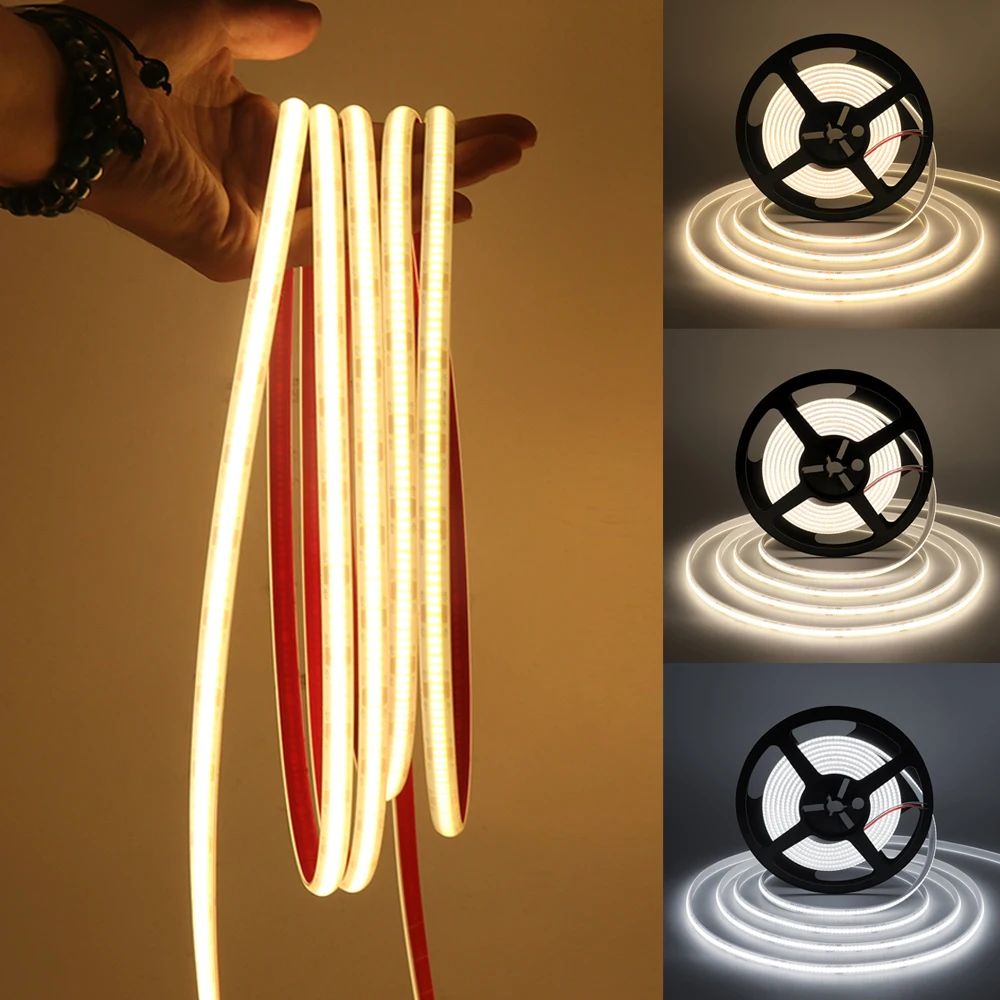 IP68 Waterproof COB LED Strip Light 12V 24V 320Leds/m RA90 High Density Flexible Ribbon Tape Rope Lamp Warm Natural Cold White