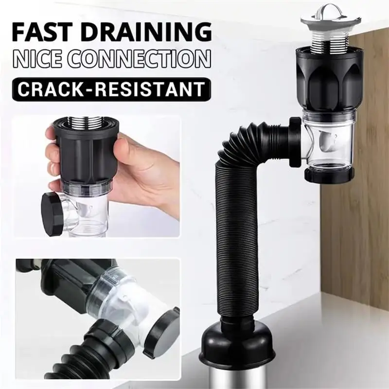 Universal Flip-top Kitchen Sink Drain Anti Clogging Retractable Deodorizing Filter Downspout Bathroom Sink For Home Accessories