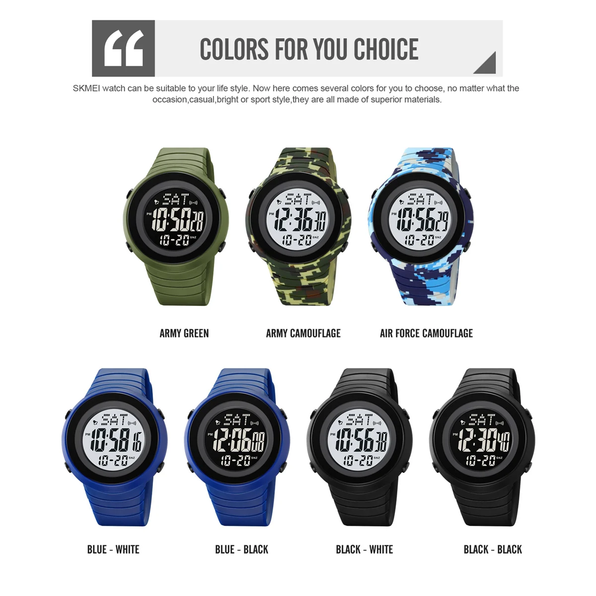 SKMEI New Fashion Sport Digital Men Watch Waterproof Dual Time Countdown  Alarm Military Electronic LED Wristwatch For Men Reloj