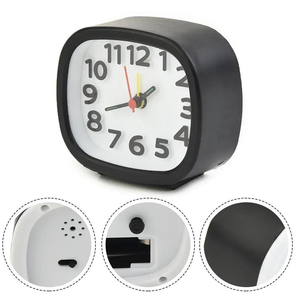 Alarm Clock Clock Alarm Battery Bedside Clock Clocks Night Operated Quartz Rectangle Silent Bedside Clocks Black 4