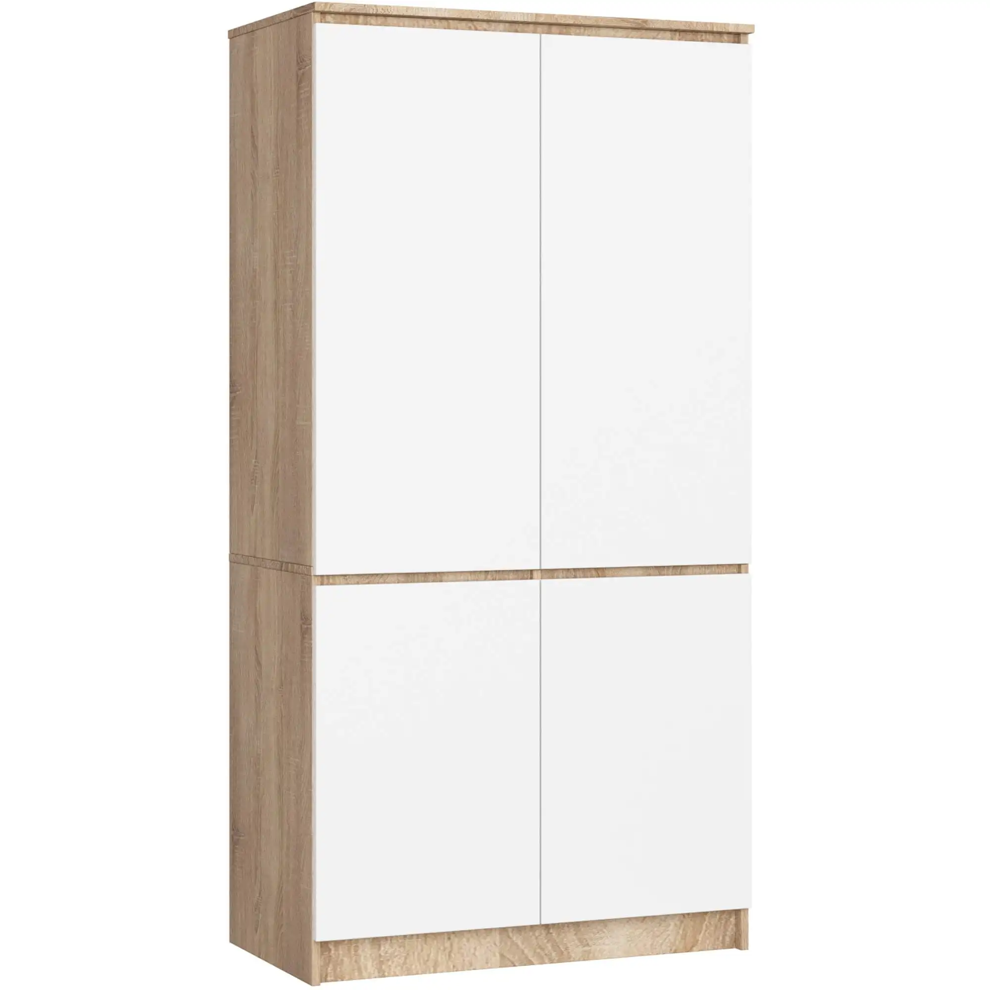 Szafa AKORD S90 4 drzwi Dąb Sonoma, Biała 90x51x180 cm - AKORD Meble