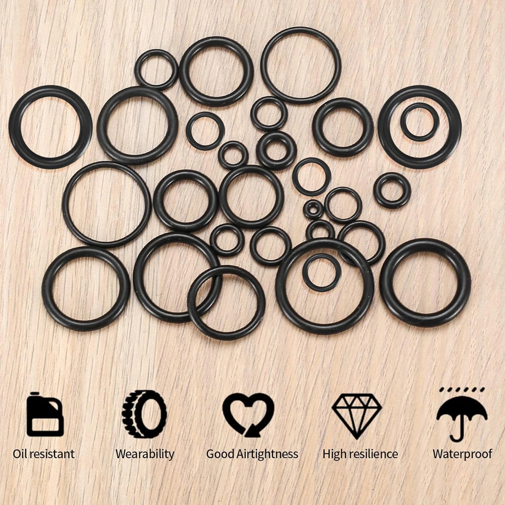 200pcs Rubber O Ring Set Gaskets Seal Nitrile Rubber Bands High Pressure O-Rings Repair Kit for Protect Wire Cable Hole