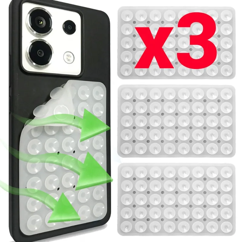3-1Pcs Transparent Phone Case Backed Silicone Suction Pad Holder Double Side Suction Cup Bracket Silicone Fixture Desk Car Stand 1