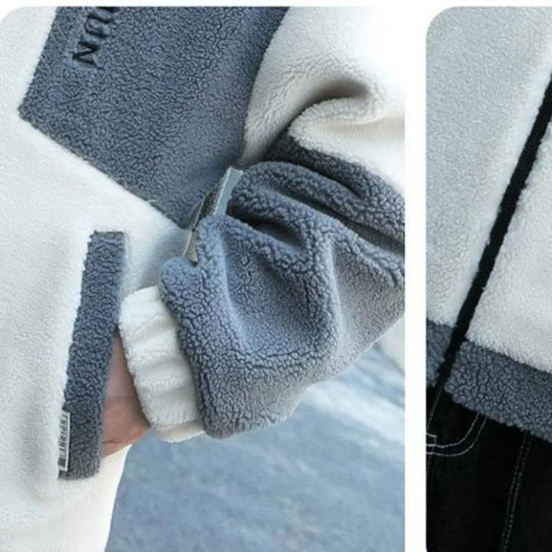 Fleece Coat Men Autumn Winter Korean Style Casual Clothing Student Quilted Jacket Trendy Clothes Thickened Cotton-Padded Clothes