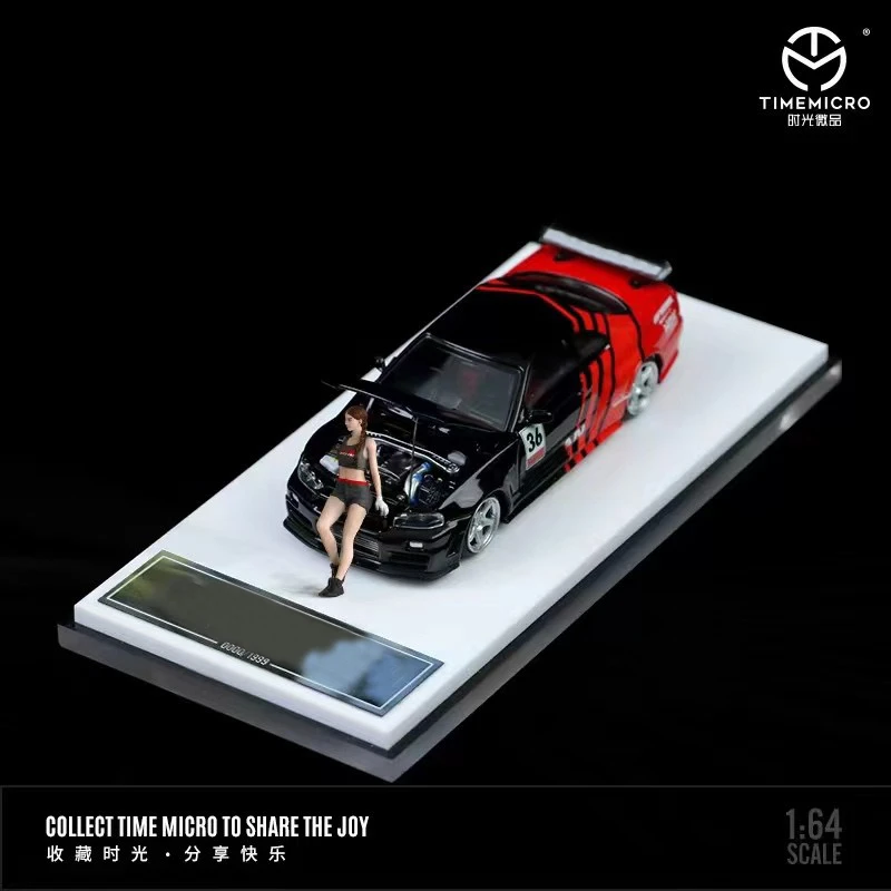 TM In Stock 1:64 Skyline GTR R34 Z Tune Open Hood Diecast Car