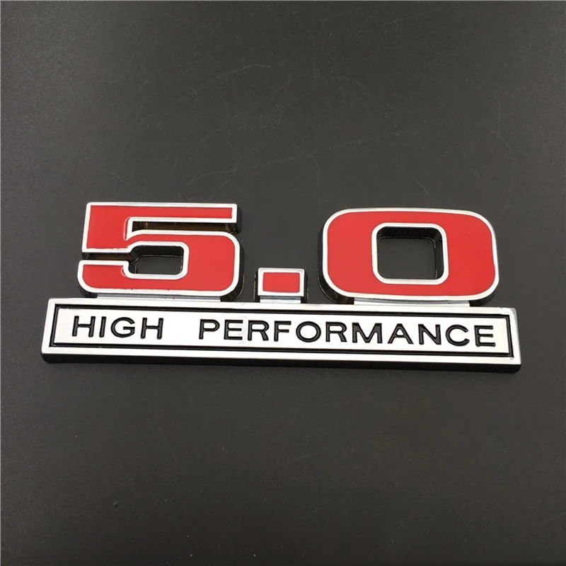 3D Red Chrome Metal 5.0 Ad Alte Prestazioni Fender Emblem Badge Adesivo Per Auto Per Ford Focus Kuga Mondeo Mustang 5.0 Accessori