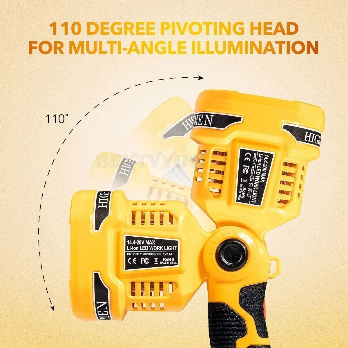 1120LM Flashlight LED Work Light For DeWalt 20V MAX XR Li-Ion Battery with USB P