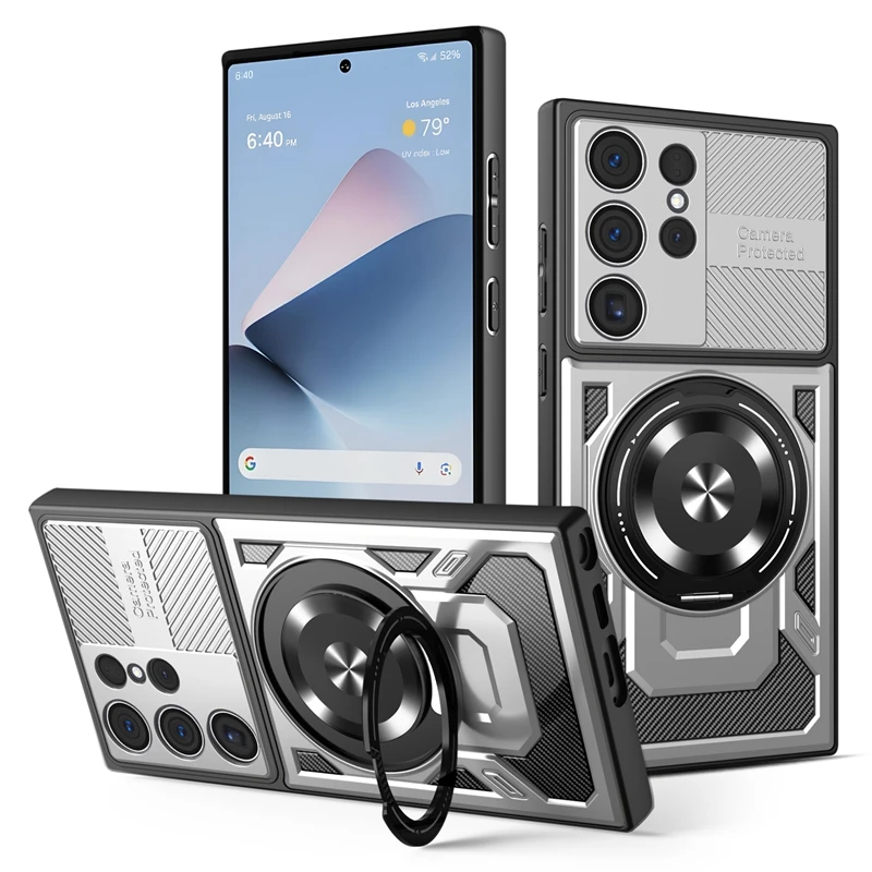 Enhanced Armor Shockproof Magnetic Ring Case with Wireless Charging Compatibility