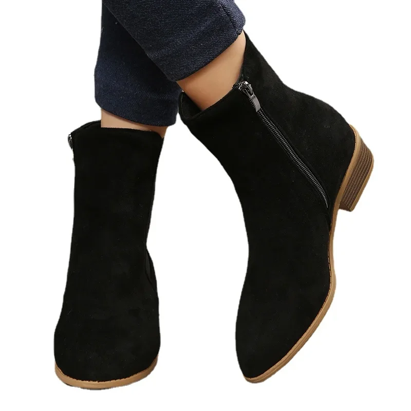 2023 Winter Classic Chelsea Women's Boots Cowherd Round Head Wedge Heel Ankle Boots Simple and Comfortable cowboy boot for Women