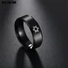 ICAM Black Star of David Ring Men Religious Judaism Israel Jewish Jewelry Men Ring Stainless Steel Obsidian David Star Rings 5