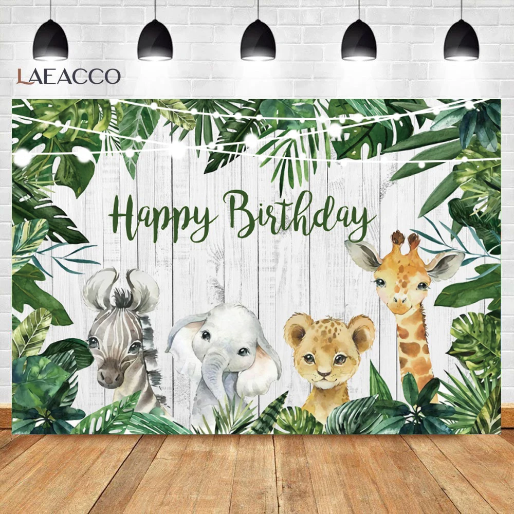 Photo Backdrop Gray White Wood Planks Board Jungle Safari Birthday Party Poster Photozone Photo Background Photographic Backdrops