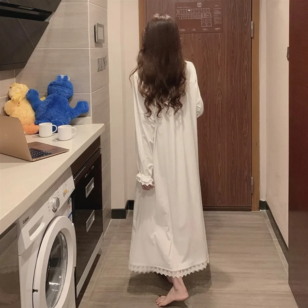 Princess nightdress long sleeve women's pajamas lace palace korean version loose plus size homewear