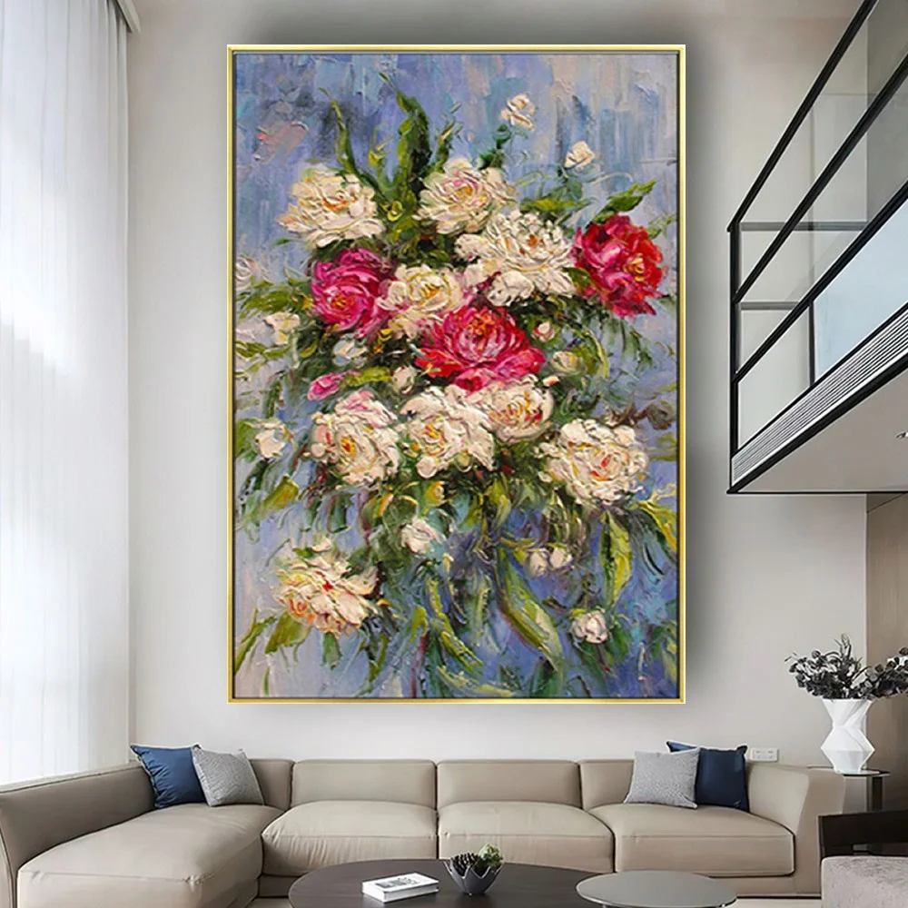 

Large 100% Hand-Painted Rose Abstract Modern Oil Painting On The Canvas Of The Art Wall Picture For The Living Room Decor Mural