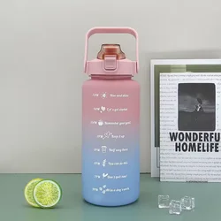 Stay Hydrated Leakproof Sports Water Bottle - 2L/900ml, Motivational Time Markers, Durable Plastic for Fitness and Outdoor Activities (Pink 2000ml)