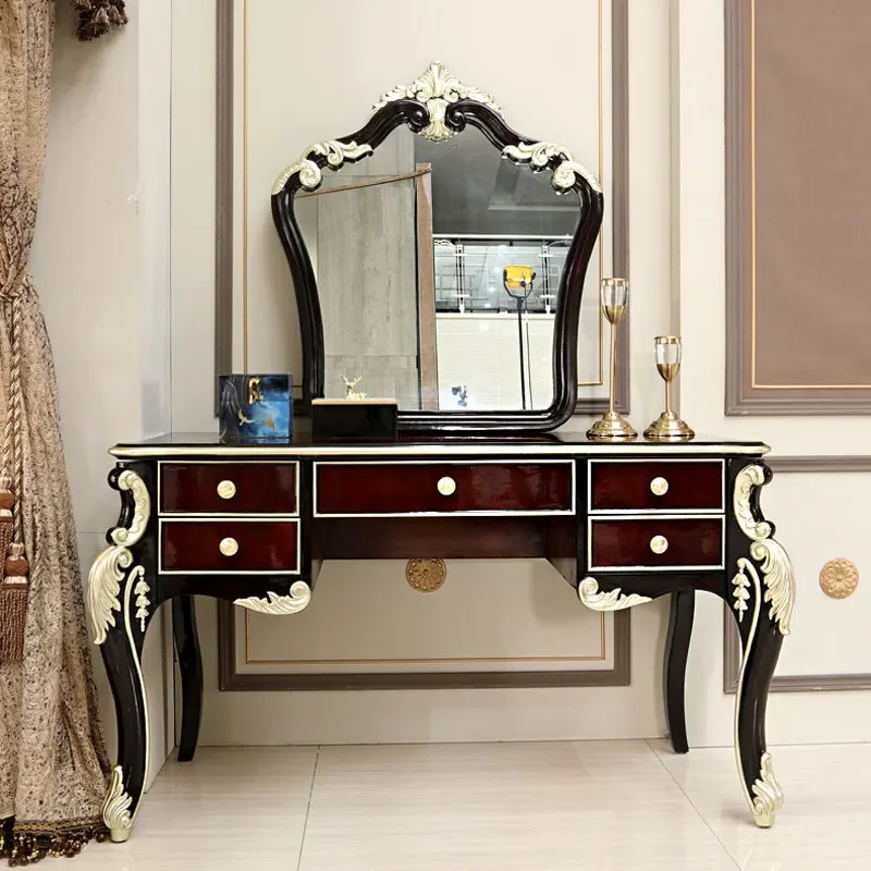 

European style dresser with drawer bedroom assembly princess dresser make-up table bedroom ebony light luxury furniture