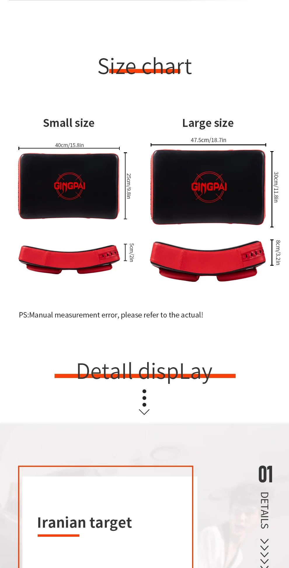 1Pcs Taekwondo Kick Pad PU Muay Thai Pads MMA Karate Kick Pads Kickboxen Training Pads Kampfkunst Stanzen Pads leder Strik – Detail 5