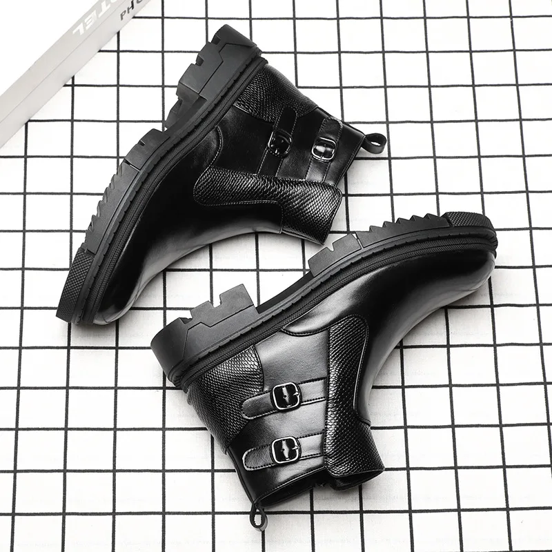 

2022 Spring New Work Wear Shoes Fashion British Genuine Leather Men's Boots Middle High Top Versatile Men's Leather Boots