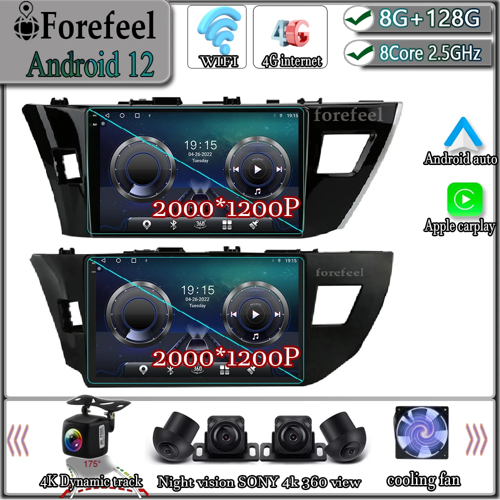 

Android 12 для Toyota Corolla Ralink 201-2016 мультимедийная навигация GPS Видео Авторадио плеер Автомобильный стерео монитор Carplay радио
